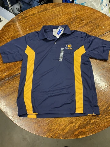 Indiana Pacers Polo Shirt Blue/Yellow NBA Brand logo new size medium Cover
