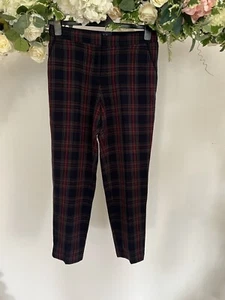 JOULES Womens Stretch Trousers Size 10 Navy Tartan Check NEW FREEPOST OH14 - Picture 1 of 14
