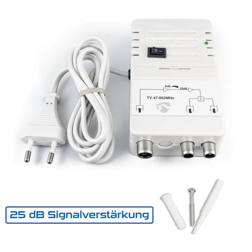 Kabelfernsehen DVB-C Zweigeräteverstärker Verstärker 25dB Vodafone Kabel HD 4K + - Bild 1 von 4