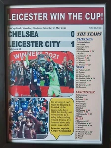 Chelsea 0 Leicester City 1 - final de la FA Cup 2021 - impresión enmarcada - Imagen 1 de 2