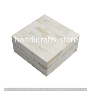 Exquisite Camel Bone Inlay Jewelry Box - Floral Design - Handmade Keepsake Box - Picture 1 of 6