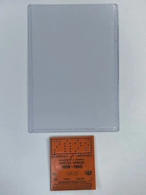 1959 1960 Pennsylvania Inspection Sticker w/ HOLDER Pa VTG UNISSUED! Bus Trailer - Image 1 of 3