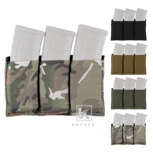 KRYDEX Tactical Triple 5.56 Magazine Mag Pouch Elastic Open Top MOLLE Webbing - Picture 1 of 13