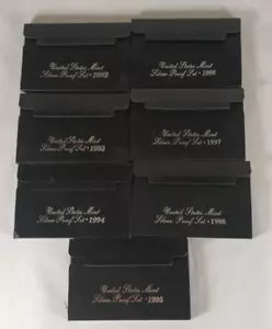 United States Mint Silver Proof Sets (7) 1992-1998 COA - Picture 1 of 15