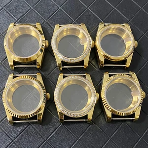 PVD Gold 36MM Oyster Watch Case Sapphire Glass for NH35/NH36 Mechanical Movement - Picture 1 of 36