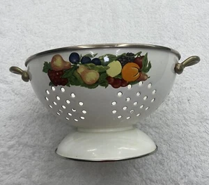 Regency Club Füllhorn Emaille Stahl Messing Standfuß Sieb gemischt Obst Design - Bild 1 von 8