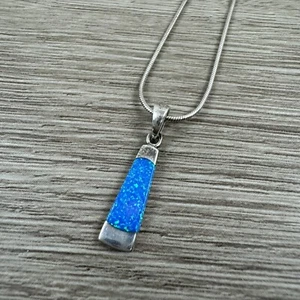 Sterling Silver 925 Lot Necklace Pendant Stamped Turquoise Chain - Picture 1 of 3