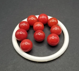 Set di 10 biglie da gioco vintage Akro Agata ~ rosso massiccio - Foto 1 di 5