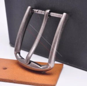 40mm Men Silver Quality Classic DIY Leathercraft Heel Bar Prong Pin Belt Buckle - Picture 1 of 10