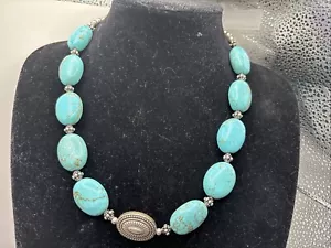Collar Navajo Plata de Ley AZUL TURQUESA 19" De Colección - Imagen 1 de 19