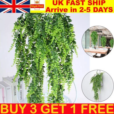 Artificial Hanging Plants Fake Fern Trailing Foliage Plastic Flower Leaf Decor - Image 1 of 4