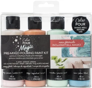 American Crafts Color Pour Magic Pre-Mixed Paint Kit 4/Pkg-Poppy Field - Picture 1 of 1