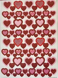 Valentine's Day Love Red Pink Glitter Hearts Stickers Planner Supply DIY Crafts - Picture 1 of 1