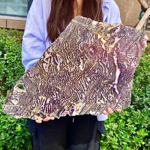 Rebanadas de piedra cebra natural 11 lb/rayas negras/fluorita púrpura simbiosis - Imagen 1 de 12