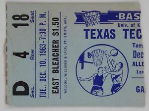 1963 University of Kansas Jayhawks v Texas Tech Ticket Stub Allen Fieldhouse