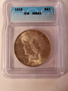 SILVER PEACE DOLLAR 1923 - ICG - MS64 - 900/1000 Silber - Kostenloser Versand - Bild 1 von 4