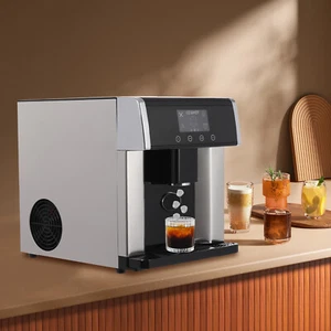 Macchina per il ghiaccio a pepite da banco in acciaio inox 2 in 1 macchina per cubetti di ghiaccio autoerogante - Foto 1 di 22