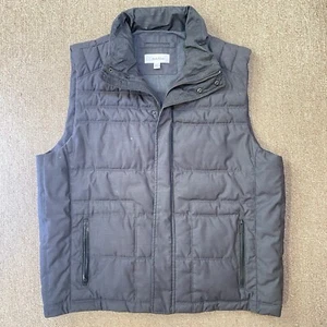 Vintage Calvin Klein Puffer Vest Mens XL Gray Poly Fill Denim Full Zip Quilted - Picture 1 of 15