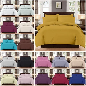 Nuevo juego de cama de edredón lisa con funda de almohada de polietileno algodón individual doble rey - Imagen 1 de 34