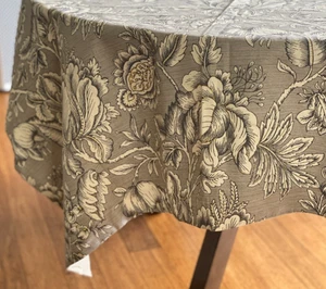 Custom Made Tablecloth Taupe Creme Jacobean Florals | rectangle 72"x54" - Picture 1 of 4