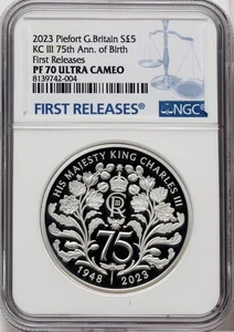 2023 Great Britain silver Piefort King Charles III 75th Anniversary NGC PF-70 UC - Picture 1 of 4
