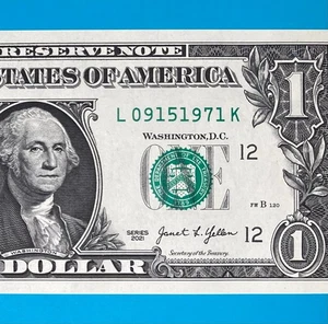 September 15, 1971 (L 09151971 K) BIRTHDAY Note $1 One Dollar Bill *UNC* - Picture 1 of 4