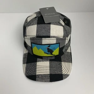 Pistil Women's Hat Ski Bunny Rabbit Patch Black White Plaid Check Adjustable O/S - Picture 1 of 8