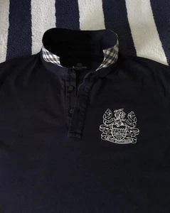 Mens Aquascutum Dark Blue Slim Fit Polo Shirt In XL - Picture 1 of 6