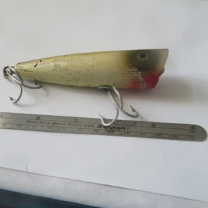 FISHING LURE CREEK CHUB 4¼" VINTAGE WOOD MAGNUM PLUNKER SILVER FLASH - Foto 1 di 5