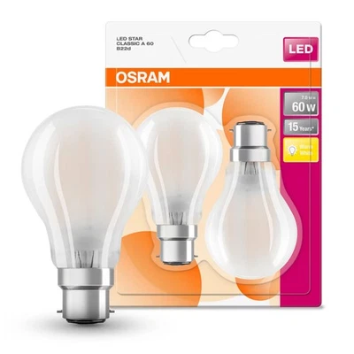 2 x Osram LED Filament Birnen A60 7W = 60W B22d matt Lampen 806lm warmweiß 2700K - Bild 1 von 4