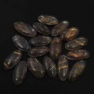 Natural Golden Rutile Quartz Oval Cabochon 16*30-18*37 MM 112 CT 5 Pcs - Picture 1 of 3