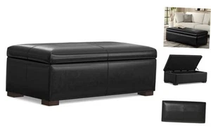 Gabbie 48 inch Wide Contemporary Midnight Black Rectangular Storage Ottoman - Picture 1 of 7