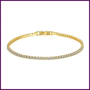 Massives 18K 14K Gold Moissanit Tennis Armband für Damen D VVS1 rund 925 - Bild 1 von 33