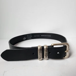 Harley Davidson Black Leather Belt Metal Size 32 Logo 2005 Vintage 97614-00V - Picture 1 of 7