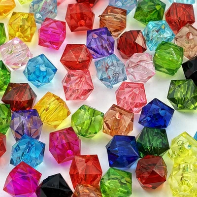 300Pcs 8Mm Acrylic Cube Beads Square Faceted Acrylic Beads with Hole Plastic Spa - Image 1 of 4