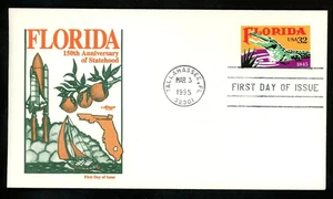 FLORIDA STATEHOOD 1995 TRANSBORDADOR ESPACIAL CAIMÁN ARTMASTER CACHÉ FDC UNADDR - Imagen 1 de 2