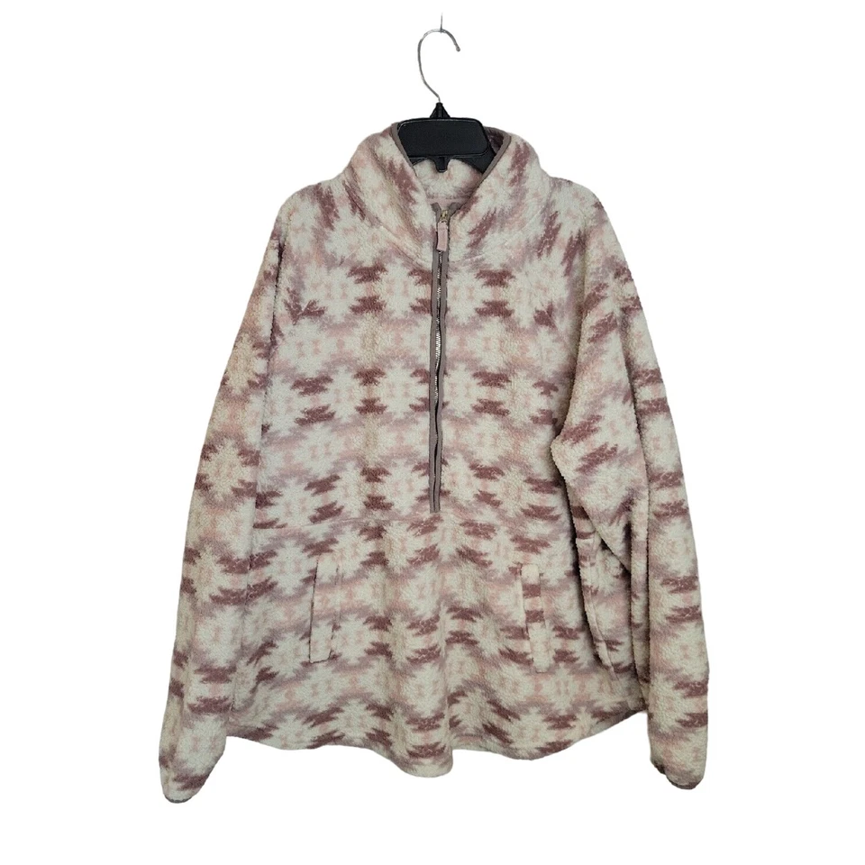 Top Pullover Maurices Sherpa Rosa Cálido Geométrico 1/2 Cremallera Para Mujer Talla Grande 2X Foto 1 de 4