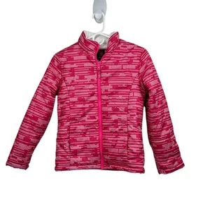 Swiss Tech Girl Fuchsia White Puffer Ski Coat Jacket Size 10-12 Large - Picture 1 of 7