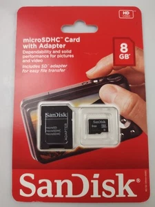 SanDisk MicroSDHC Card With Adapter 8gb HD Video Brand New - Picture 1 of 2
