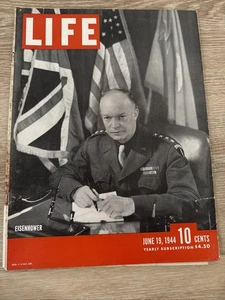 Life Magazine June 19 1944, World War II, Eisenhower, Normandy Landing, Rome - Picture 1 of 3