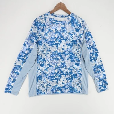 Huk Fishing Icon Shirt Men Medium Blue Print Long Sleeve Lightweight Performance - Image 1 of 4