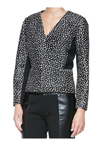 Giacca Tory Burch Imari manica lunga in pelo di vitello taglia 2 nuova con etichetta