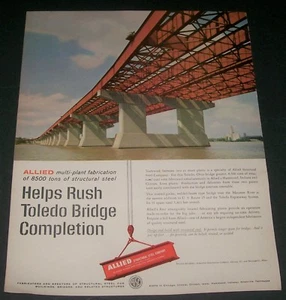 1963 Allied Structural Steel Toledo Ohio ponte rivettato fiume Maumee stampa pubblicità - Foto 1 di 2