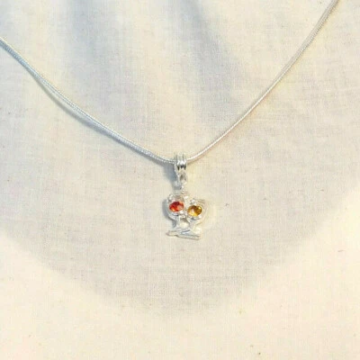 Nuevo colgante deslizable de copa de vino enchapado en plata sin etiquetas en cadena de serpiente de 18" Foto 1 de 4