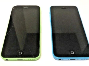 2 Apple iPhones 5c Blue & 5c Green PARTS REPAIR ONLY See Details - Picture 1 of 8
