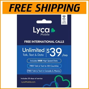 Affordable Lyca Mobile Prepaid SIM with Unlimited Talk & 15GB Data for Travelers - Picture 1 of 8