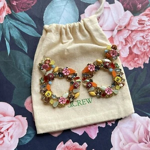 J. CREW NWOT Earrings Colorful Floral Wreath Hoop Earrings G3346 - Picture 1 of 4