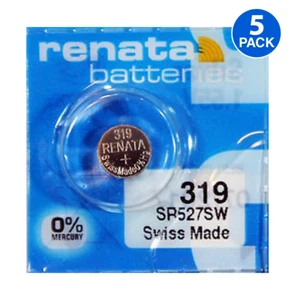 Renata 319 SR527SW 1.55V Silver Oxide Watch (5 Batteries) - Made in Switzerland - Picture 1 of 7