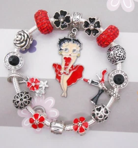 PANDORA SILVER BRACELET & RED BETTY LOVE CRYSTAL EUROPEAN CHARM BEAD & GIFT BOX! - Picture 1 of 7