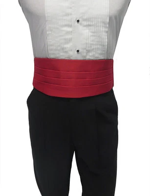 Classic Red Satin Tuxedo Cummerbund Fit All Adjustable Waist Prom Cruise Formal - Image 1 of 2